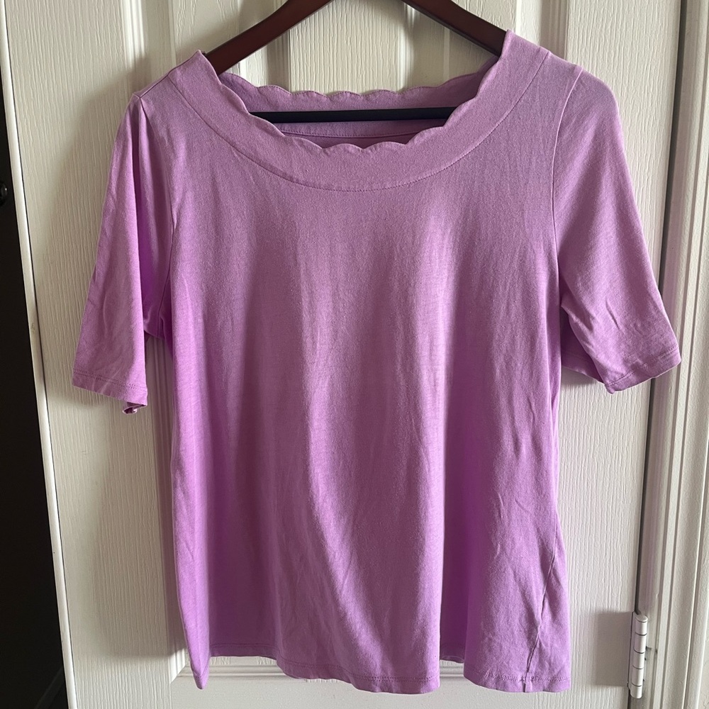 Talbots Purple Scallop Neck Blouse